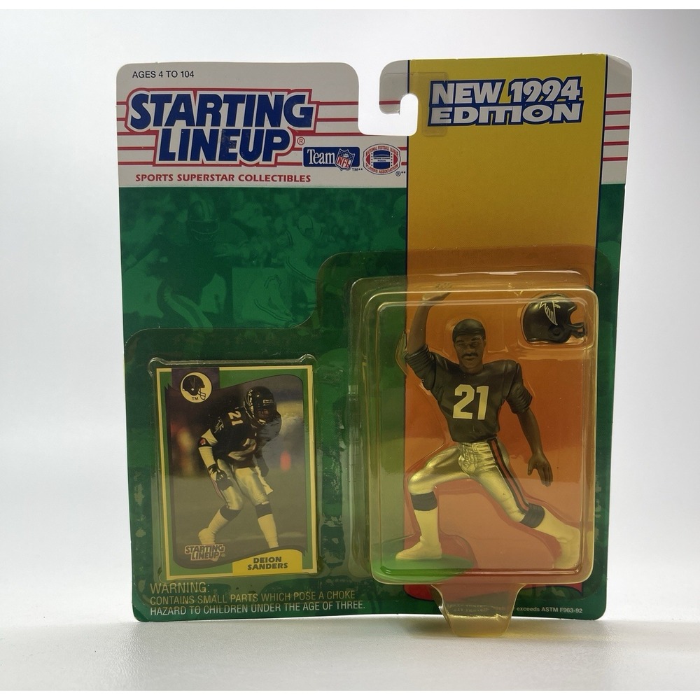 1994 Starting Lineup Deion Sanders Atlanta Falcons Figure w Card and Helmet